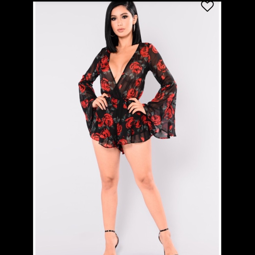 Black floral Fashion Nova Romper